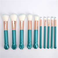 Special Cute Design Handle Little Girl Makeup powder Brushes Set 10pcs Cat Claw Brush for Makeup